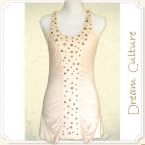 🆕Cream DREAM CULTURE Studded Racerback Tunic NWT